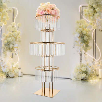 Elegant 5-Tier Gold Wedding Flower Stand - Vase