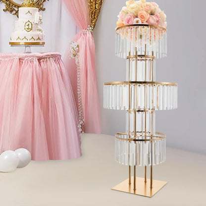Elegant 5-Tier Gold Wedding Flower Stand - Vase