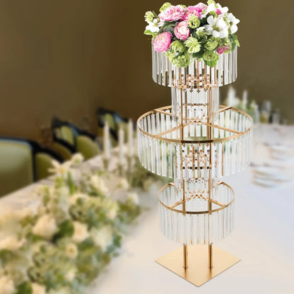 Elegant 5-Tier Gold Wedding Flower Stand - Vase