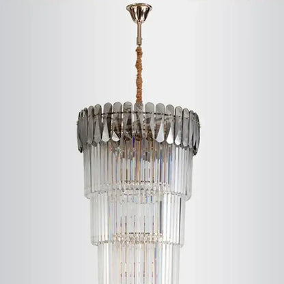 Elegant amber and clear crystal led pendant chandelier dining room decorbites crystal led with brass finish and faceted rods