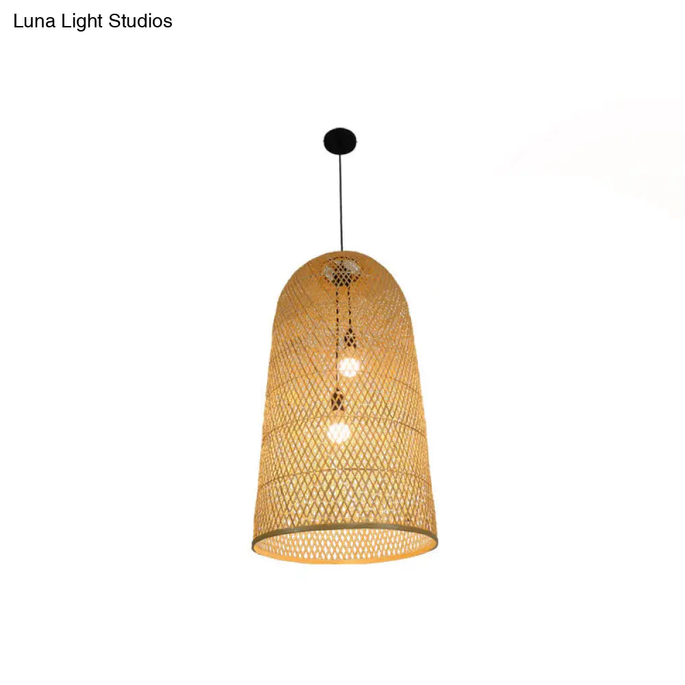 DecorBites™ Elegant Bamboo Pendant Chandelier - Asian Style with 2 Lights - Ideal for Living Room
