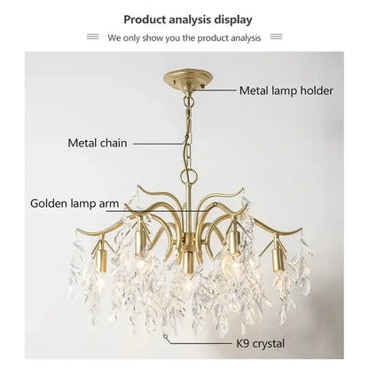 Elegant black crystal chandelier with intricate wrought iron arms and dangling K9 crystal droplets for dining room