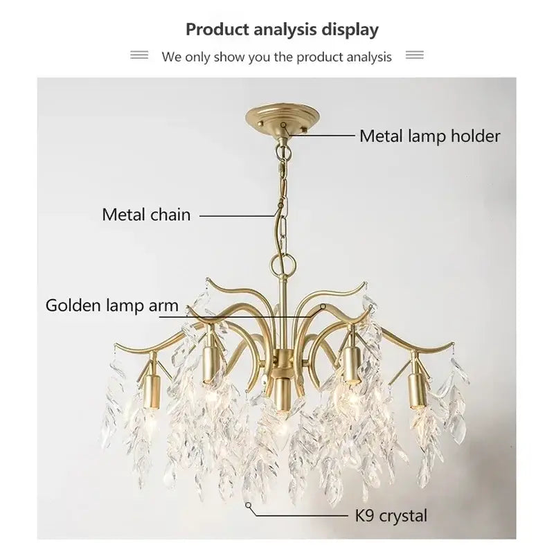 Elegant black crystal chandelier with intricate wrought iron arms and dangling K9 crystal droplets for dining room