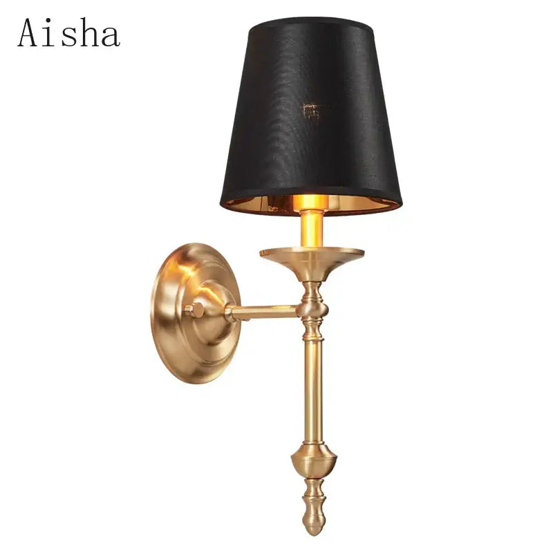 Elegant brass wall lamp with decorbites black gold textured shade and gold interior for bedroom decor