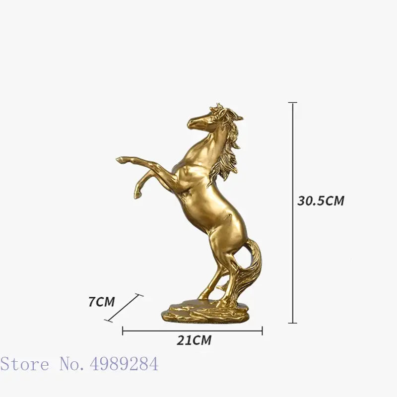 Elegant black and white golden horse animal sculpture with detailed mane and tail on a textured base for decorbites golden horse decor