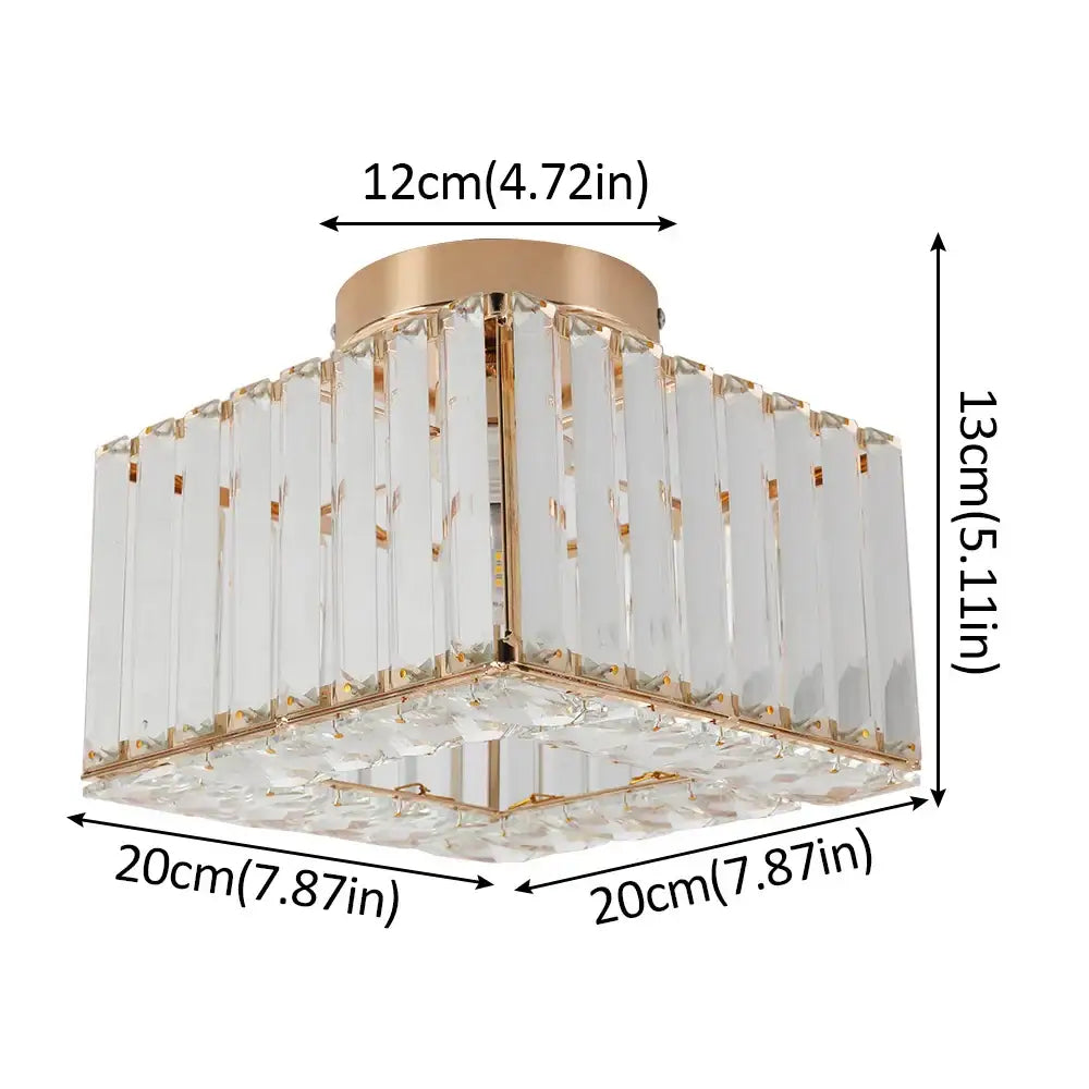 A modern pendant light with a gold brass frame and decorbites crystal led panels for elegant dining room decor