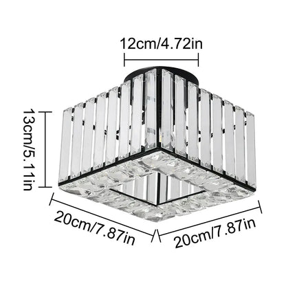 A modern black metal frame pendant light with clear crystal led panels for elegant dining room decorbites crystal led
