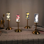 Four elegant brass decorbites eternal flower desk lamps with clear glass and glowing preserved flowers for bedroom nightlight