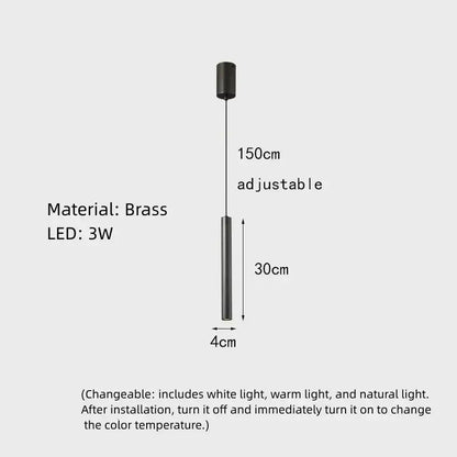 Adjustable black brass pendant light with 3w led and sleek cylindrical design by decorbites elegant brass for dining room decor