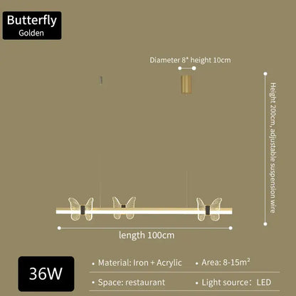 Elegant butterfly flower chandelier in gold iron and acrylic with led lights for modern dining room decorbites elegant butterfly