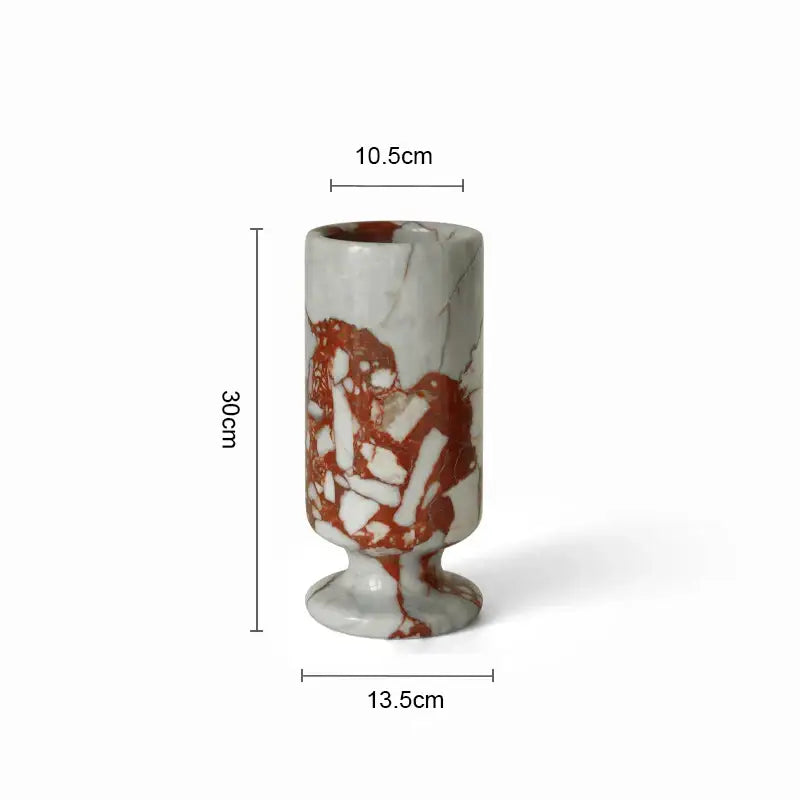 Elegant calacatta red marble vase with flared base and bold veining perfect for living room decorbites calacatta red decor