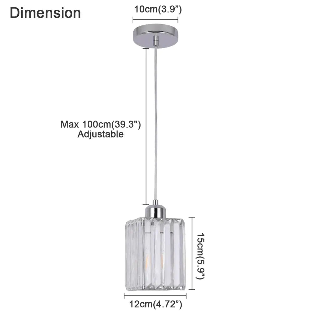 Elegant cascading crystal glass ceiling chandelier with a sleek cylindrical glass shade and polished chrome finish for dining room decorbites crystal glass