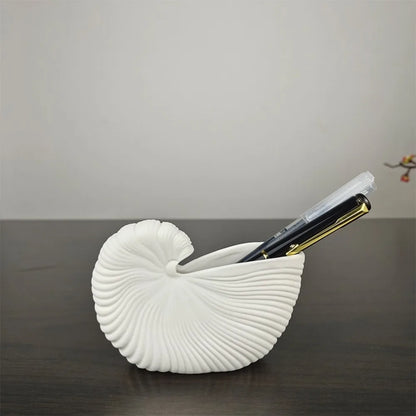 Elegant Ceramic Vase with Shell Design - Vase