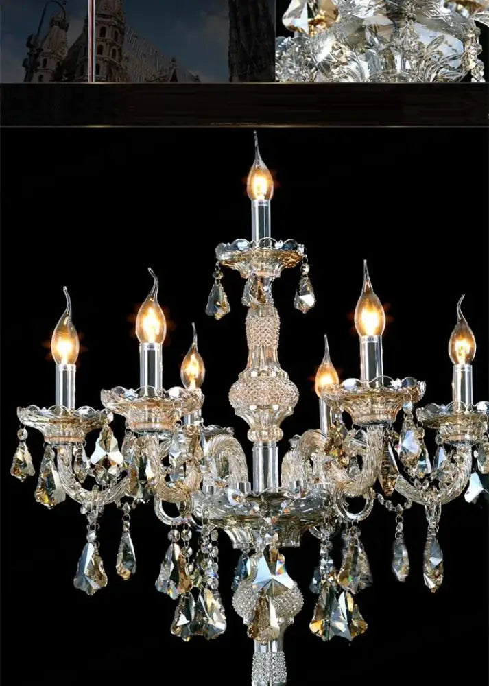 Elegant chrome crystal floor lamp featuring intricate cut glass and gold-toned accents for living room decorbites crystal floor