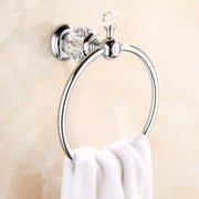 Elegant chrome crystal towel holder with crystal accents and a white towel for bathroom decorbites crystal towel use