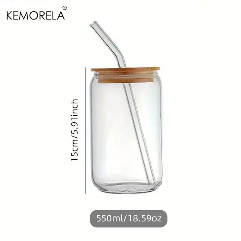 Elegant clear glass bubble tea cup set with bamboo lid and matching straw by kemorela for dining room decorbites glass bubble tea