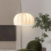 Cream ribbed silk pendant light with soft diffused glow from decorbites elegant silk pendant for dining room decor