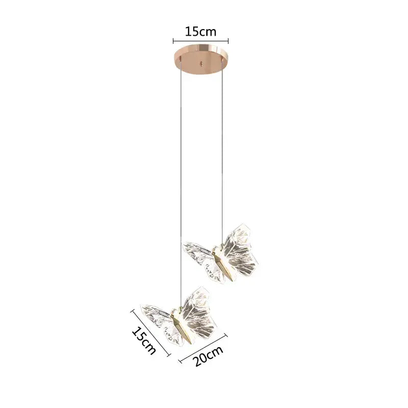Elegant crystal butterfly pendant lamp with rose gold mount and clear wings for bedroom luxury lighting decorbites crystal butterfly