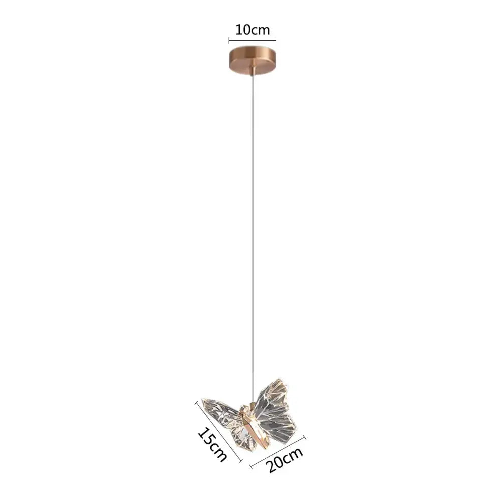 Elegant crystal butterfly pendant lamp with metallic finish and translucent wings by decorbites crystal butterfly lamps