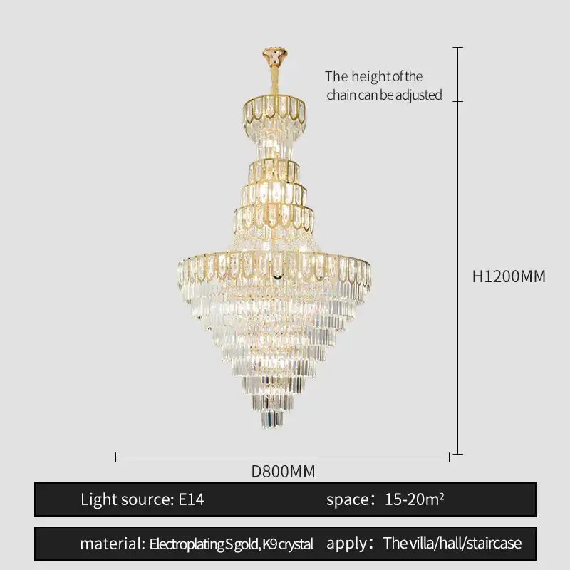 Elegant crystal chandelier gold living room cascading glass light with clear crystal prisms by decorbites elegant crystal