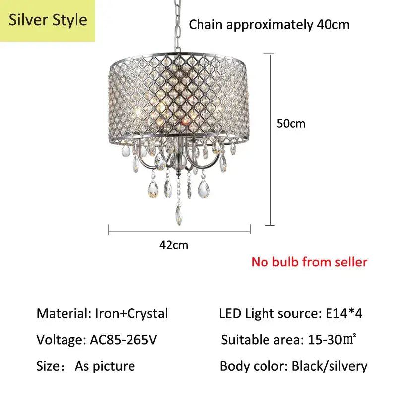 Silver elegant crystal chandelier pendant light with cylindrical crystal cage and teardrop crystals for dining room decorbites elegant crystal
