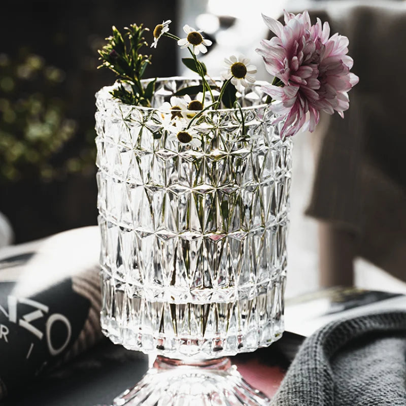 Elegant Crystal Glass Vase for Flower Arrangement - Vase