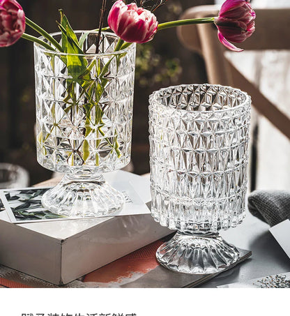 Elegant Crystal Glass Vase for Flower Arrangement - Vase