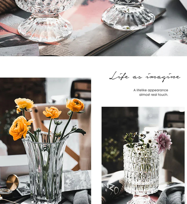 Elegant Crystal Glass Vase for Flower Arrangement - Vase