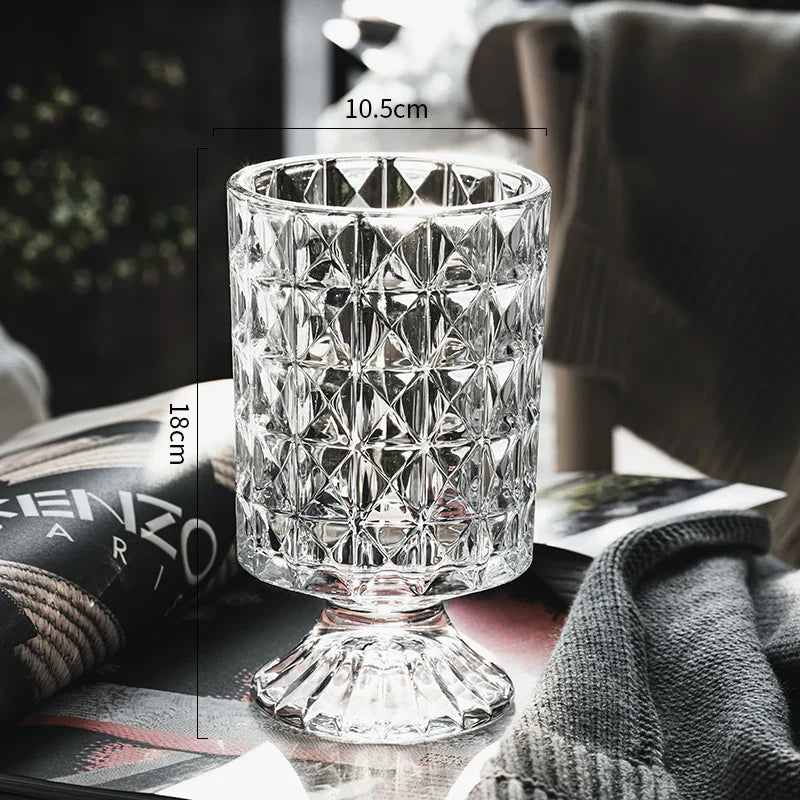 Elegant Crystal Glass Vase for Flower Arrangement - C-1PCS - Vase