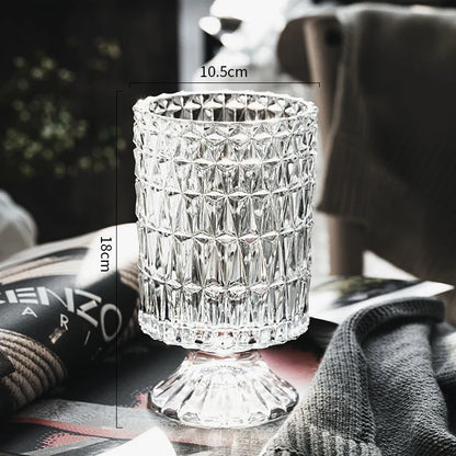 Elegant Crystal Glass Vase for Flower Arrangement - D-1PCS - Vase