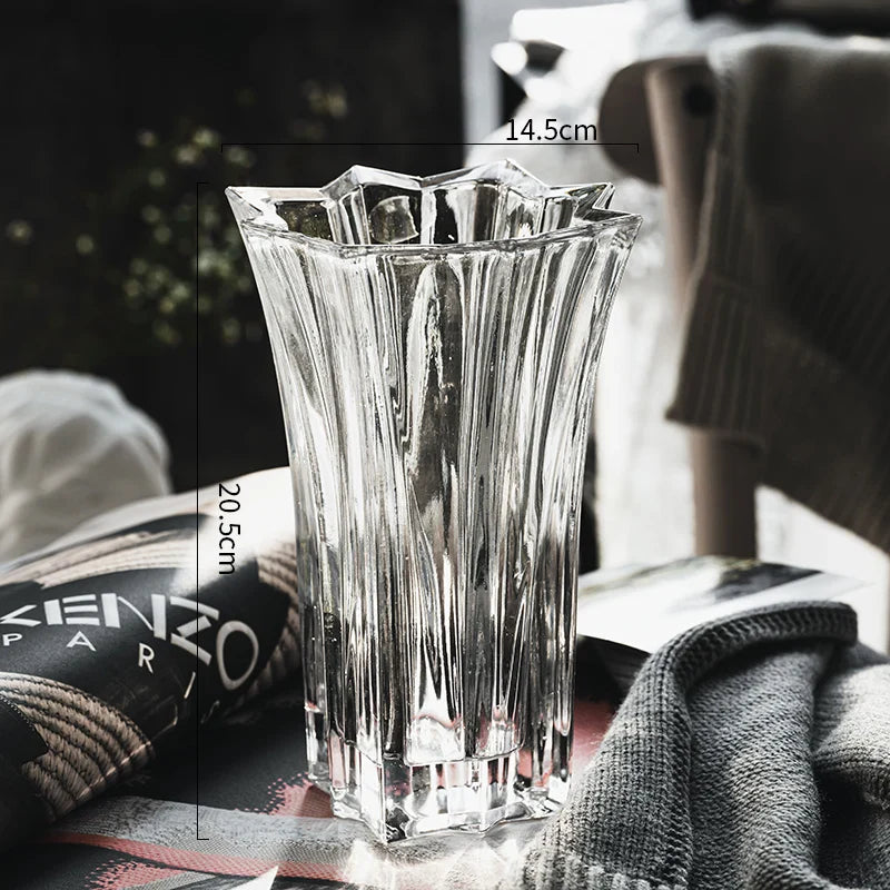 Elegant Crystal Glass Vase for Flower Arrangement - E-1PCS - Vase