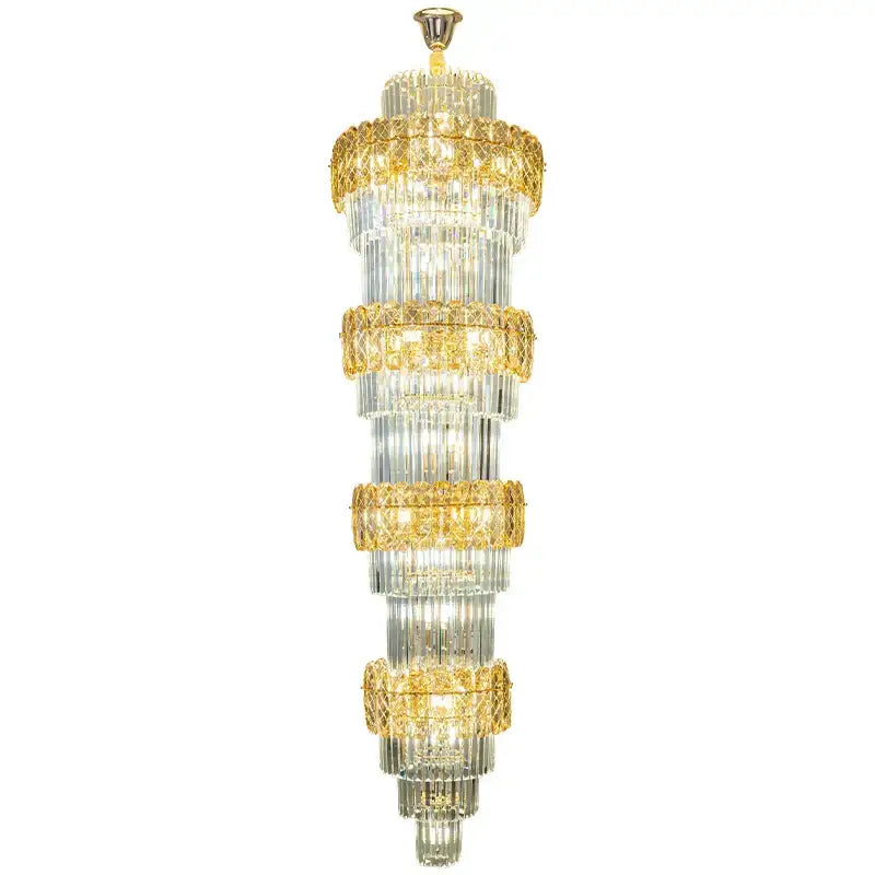 Elegant crystal hollow gold chandelier with cascading clear glass rods and ornate metal accents for living room decorbites elegant crystal hollow
