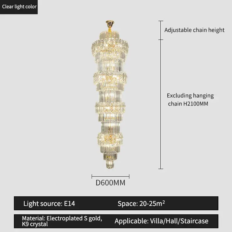 Elegant crystal hollow gold chandelier with clear k9 crystal and electroplated gold accents for stairwell decorbites elegant crystal