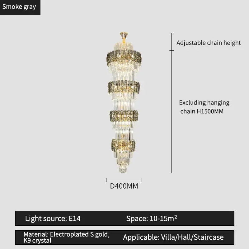 Elegant crystal hollow gold chandelier with electroplated k9 crystal accents for luxurious villa stairwell decorbites elegant crystal