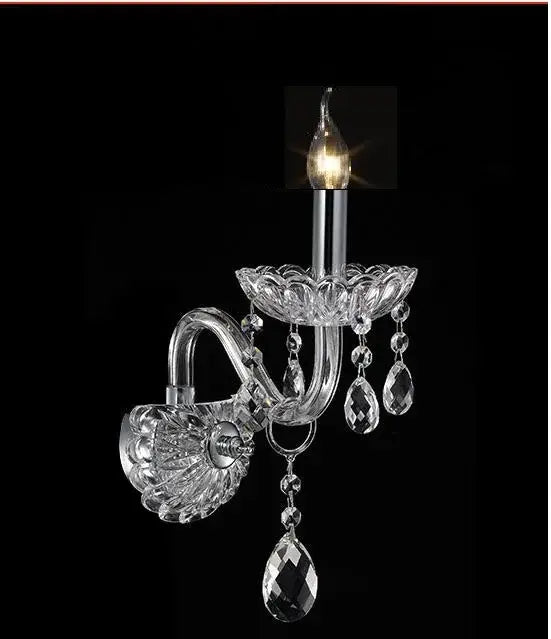 Elegant crystal lamp wall light with clear faceted glass and polished chrome finish for bedroom decorbites crystal lamp