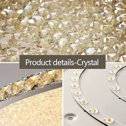 Elegant crystal round ceiling lamp featuring faceted gold-toned crystals with embedded led bulbs for living room decorbites ceiling lamp