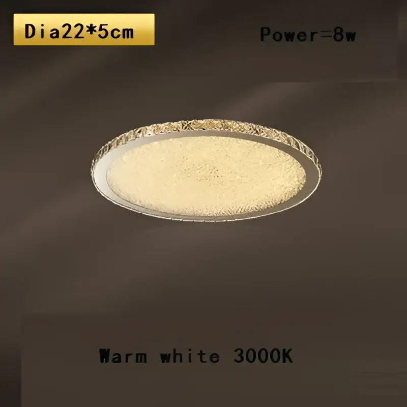 Elegant decorbites crystal round ceiling lamp with silver metallic frame and warm white led illumination for living room