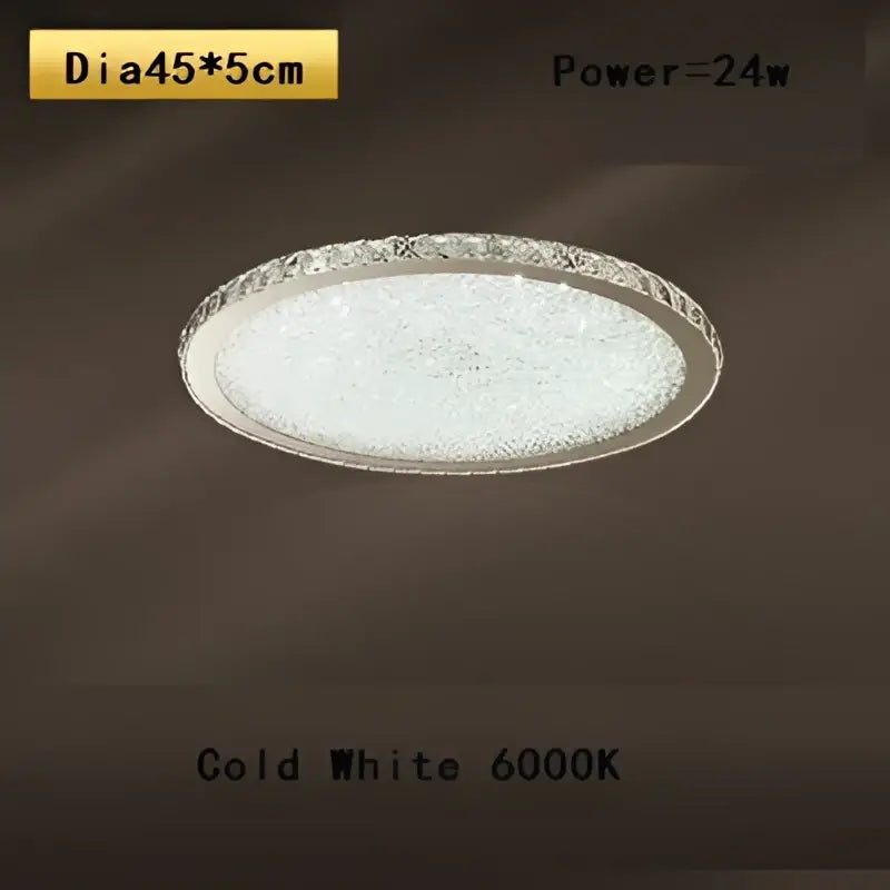 Elegant decorbites crystal round ceiling lamp with silver metallic frame and cold white illumination for living room decor
