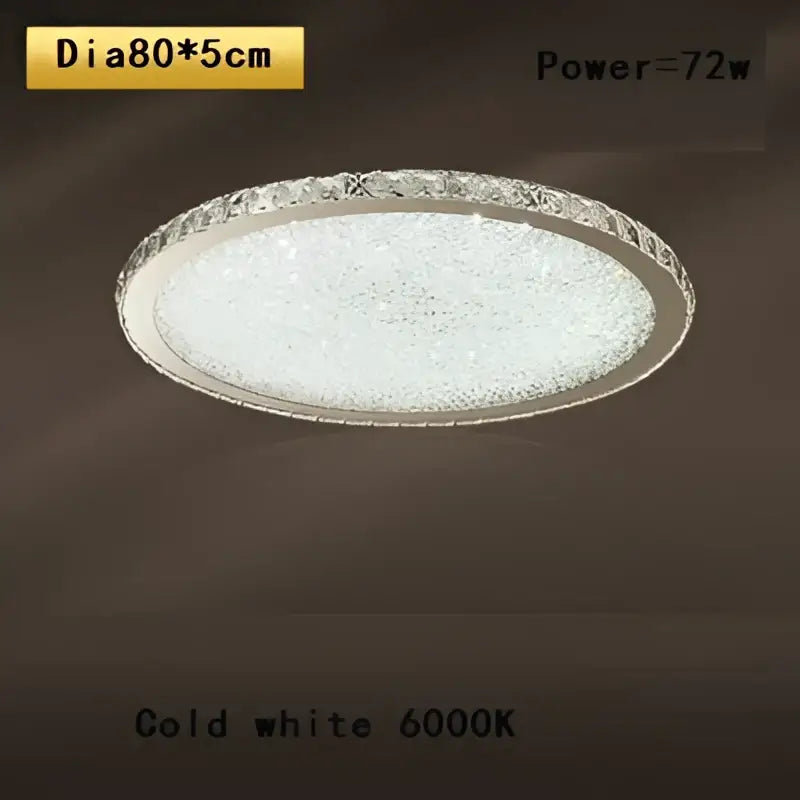 Elegant crystal round ceiling lamp with sparkling crystal frame and frosted glass emits cold white 6000k light for living room decorbites ceiling lamp