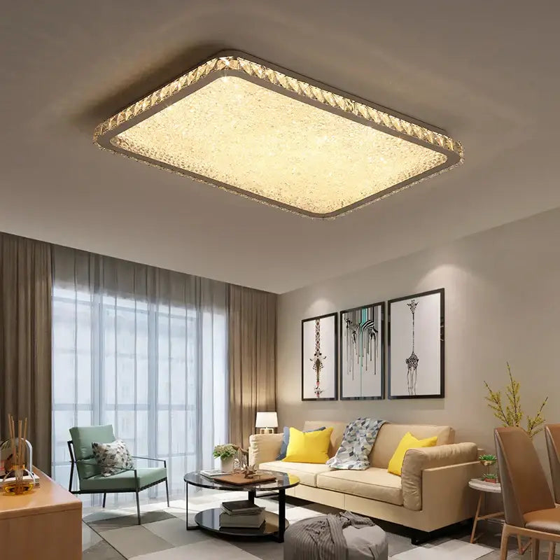 Elegant crystal round ceiling lamp with a textured warm-glowing center and ornate crystal round ceiling frame decorbites ceiling lamp