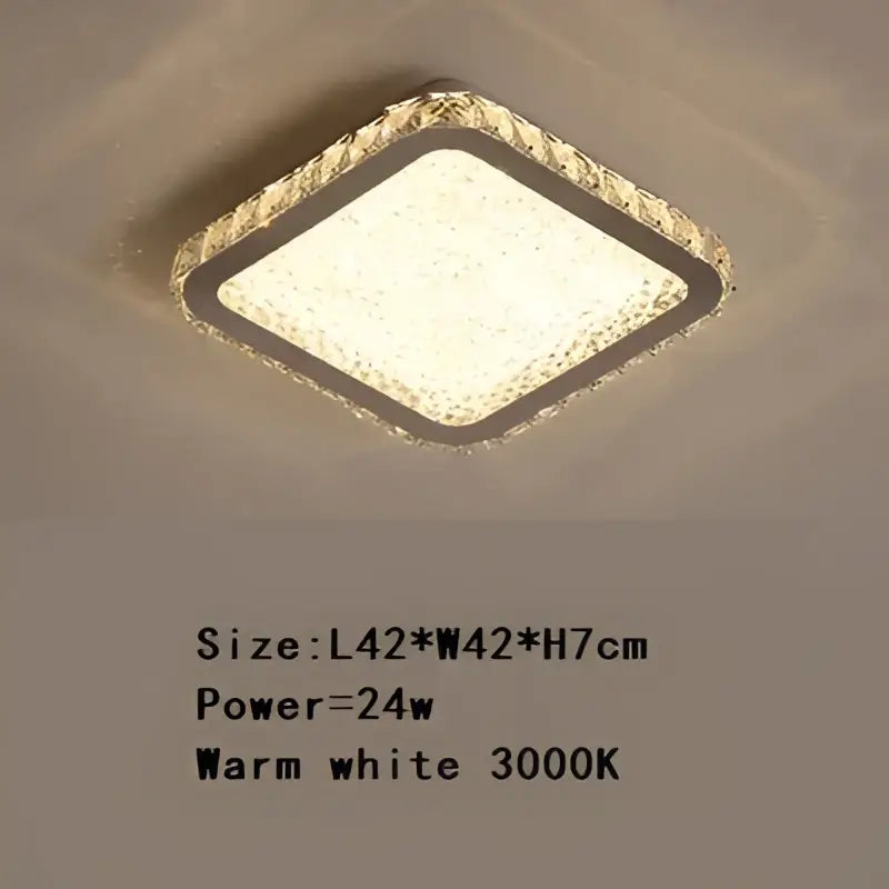 Elegant crystal round ceiling lamp featuring a square ceiling lamp with sparkling crystal border and warm white light