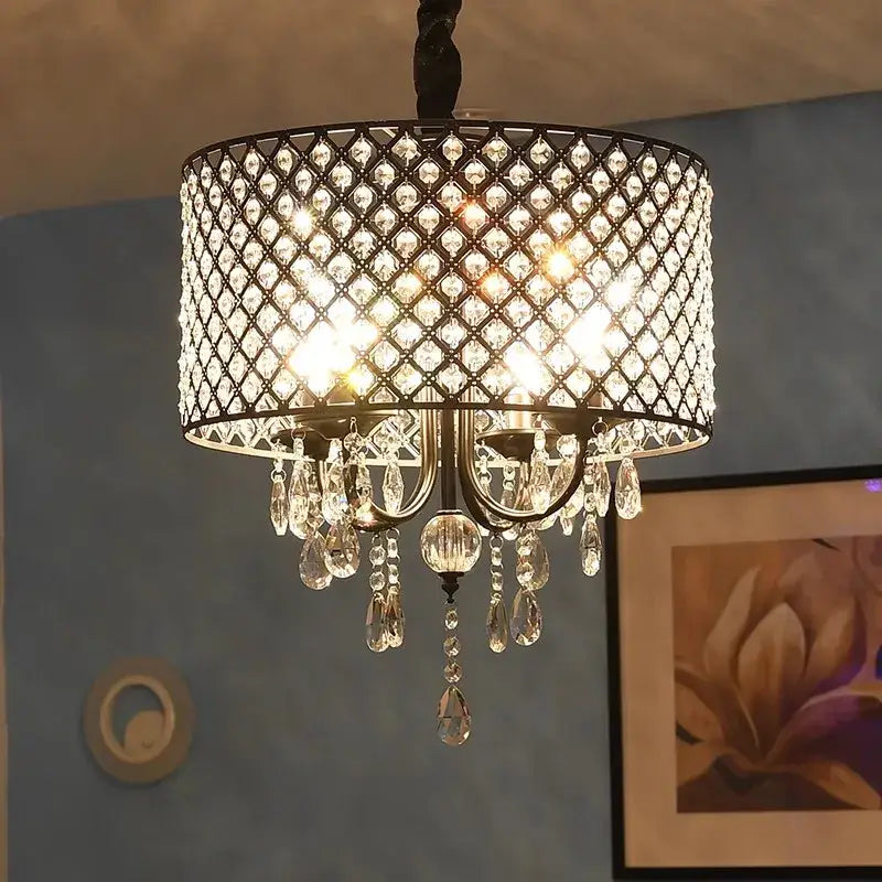 Elegant dark metal crystal ceiling chandelier with sparkling teardrop crystals for stylish living room decorbites crystal ceiling