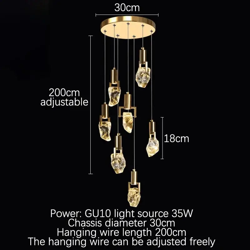 Gold-toned decorbites elegant diamond crystal chandelier with seven crystal pendant lights for dining room decor
