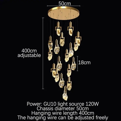 Gold-toned decorbites elegant diamond crystal chandelier with multiple pendant lights for dining room use
