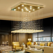 Elegant duplex villa hotel clear and amber crystal chandelier with golden glass beads and metallic frame decorbites elegant duplex