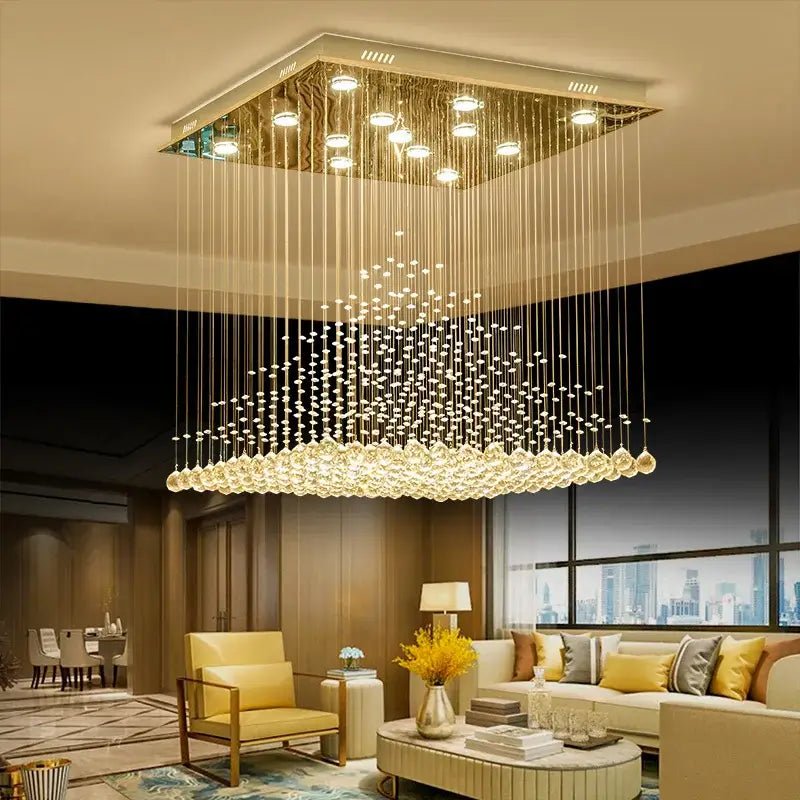 Elegant duplex villa hotel clear and amber crystal chandelier with golden glass beads and metallic frame decorbites elegant duplex