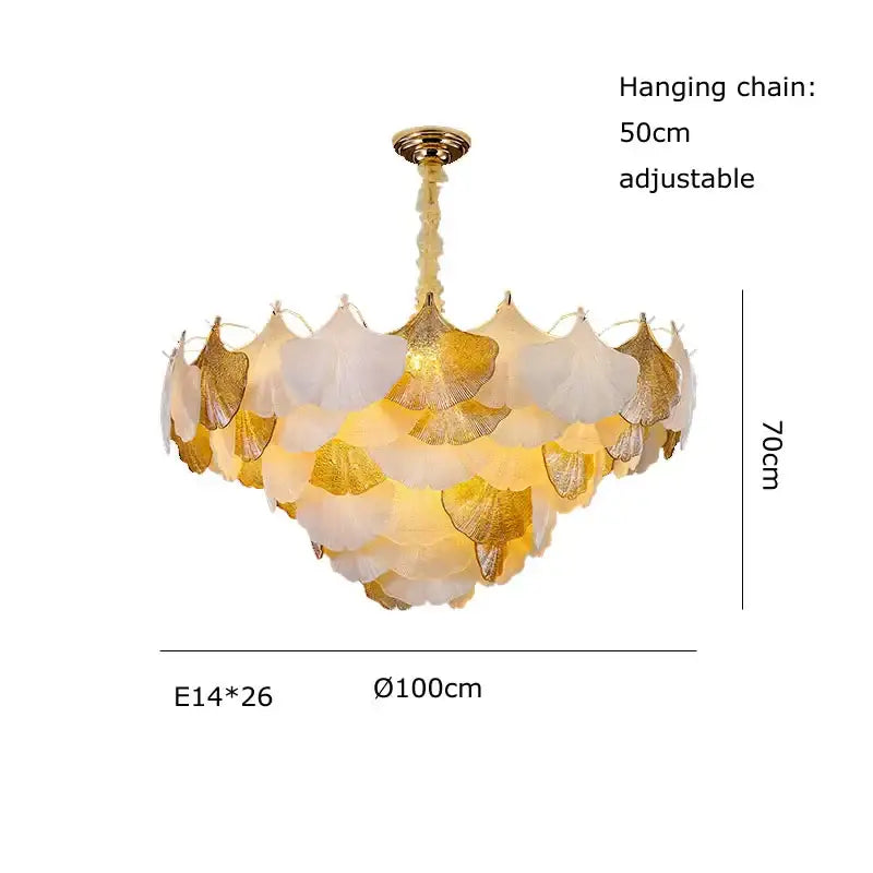 Elegant ginkgo gold led chandelier with white and gold ginkgo leaf design 70cm diameter for living room decorbites ginkgo gold