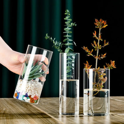 Elegant Glass Cylinder Vase for Flowers - Vase