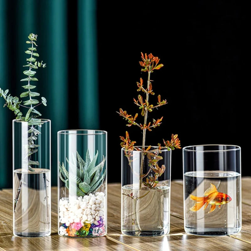 Elegant Glass Cylinder Vase for Flowers - Vase