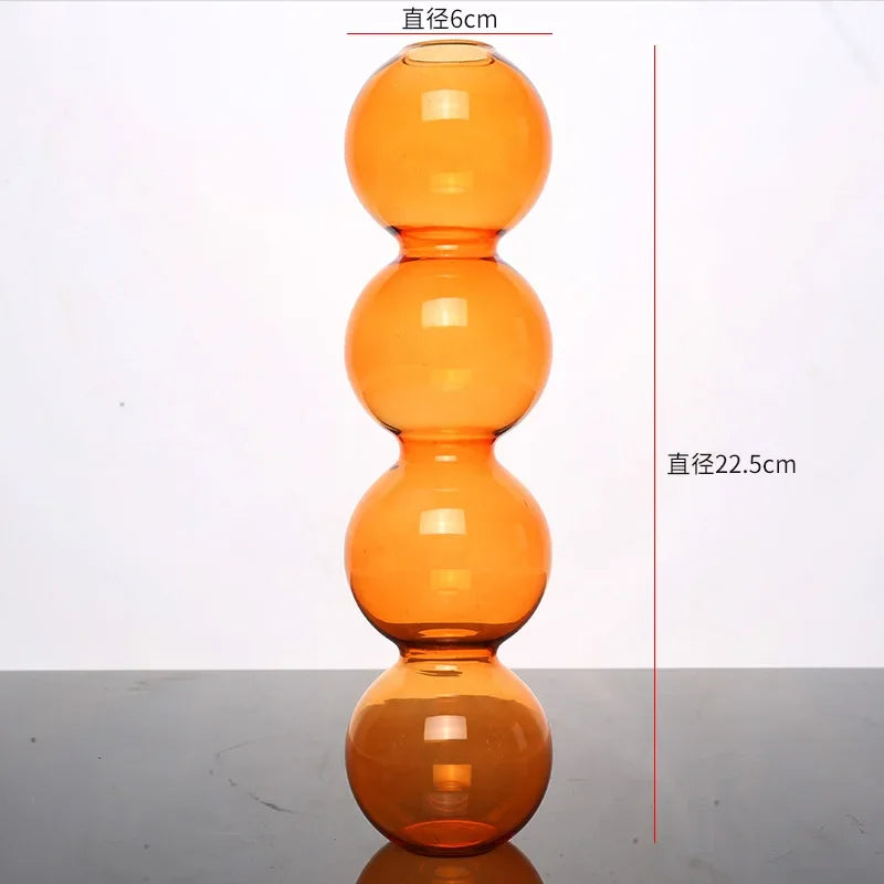Elegant Glass Vase Home Decor Accent - orange-high 22cm - Vase